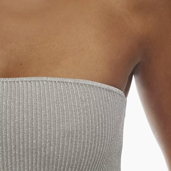 Aritzia Babaton Tube Top Sculpt Knit Silver - Picture 4 of 12